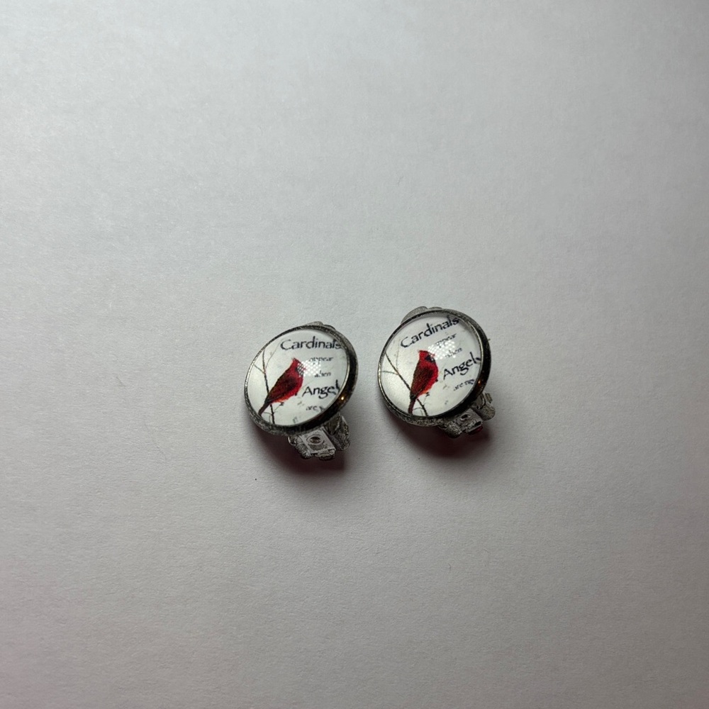 Cardinal Angel Clip On Earrings